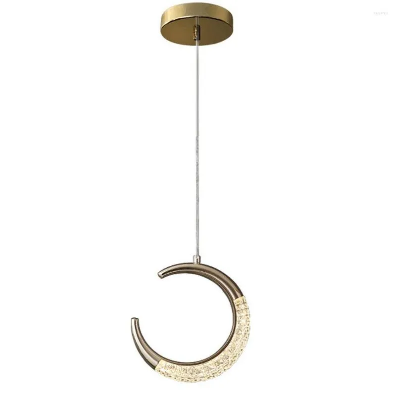 Pendant Lamps Crystal LED Bedroom Light 12W Modern Crescent Moon Living Room Lamp Corridor Balcony Restaurant Hanging Lighting