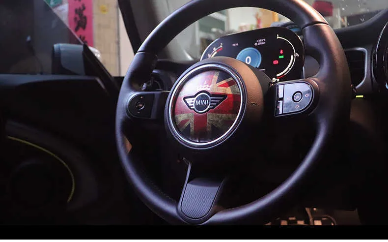 KUNGKIC Fibre de Carbone - Autocollant décoratif pour Volant de Voiture -  pour Mini Cooper Hardtop R56 Clubman R55 R57 Accessoire Steering Wheel