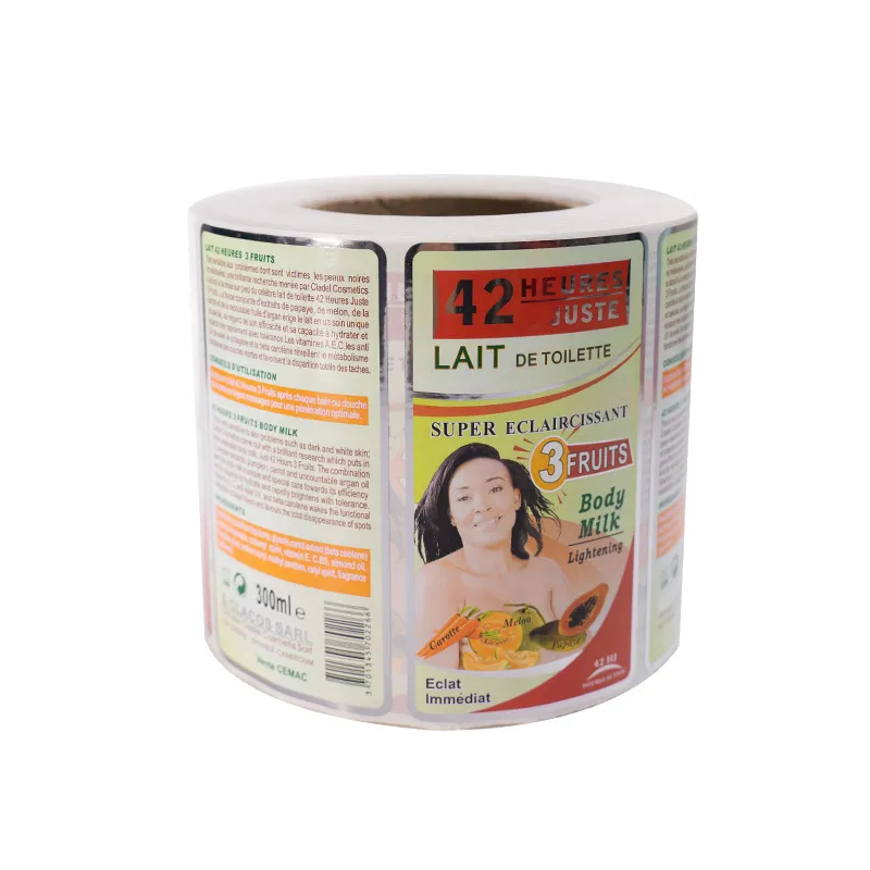 Etichette adesive in lamina d'argento per shampoo personalizzate che stampano adesivi colorati per prodotti per capelli autosigillanti in vinile impermeabile a rotolamento
