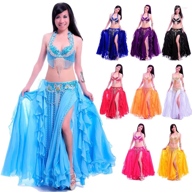 Stage Wear Femmes Mode Tassel Belly Dance Costume Ensemble Danse Soutien-gorge Ceinture Jupe Pour Costumes De Carnaval Tenues Sexy