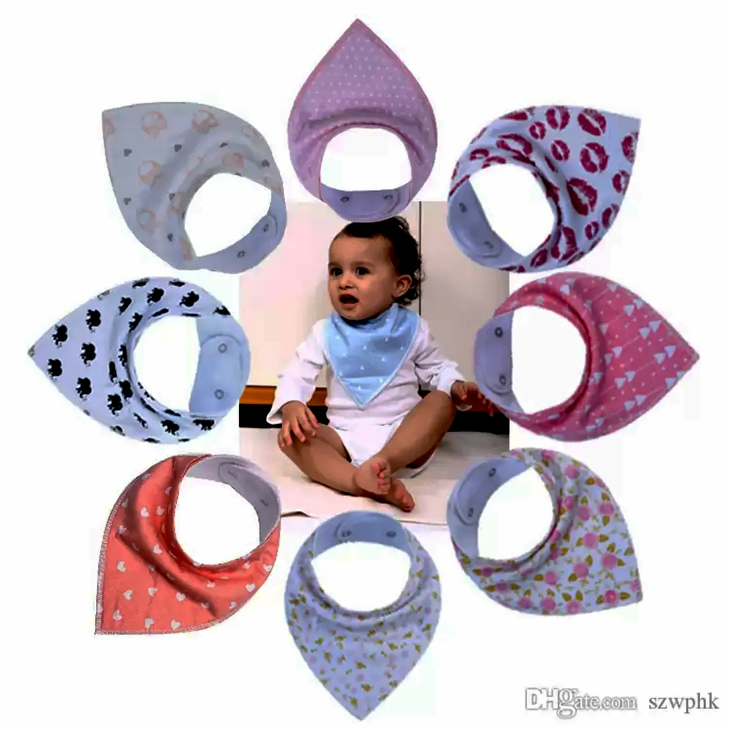 Herbruikbaar wasbaar katoen babybandana kwijl boeren beurtje print pijlgolf driehoek verstelbare baby maaltijd baby's slabbetjes