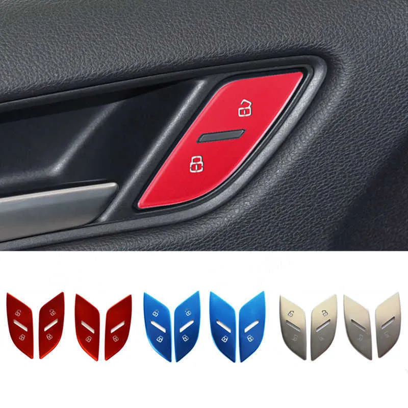 Car Styling Door Unlock Switch Buttons Decoration Cover Trim Sequins Fit For Audi A3 2017-2021 Auto Interior Accessories