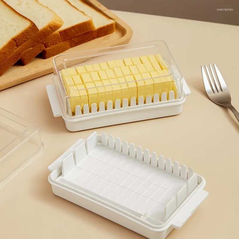 Placas Cozinha Caixa de armazenamento de manteiga sólida geladeira com tampa Caixa de queijo mais nítido Cutter de faca de assadeira