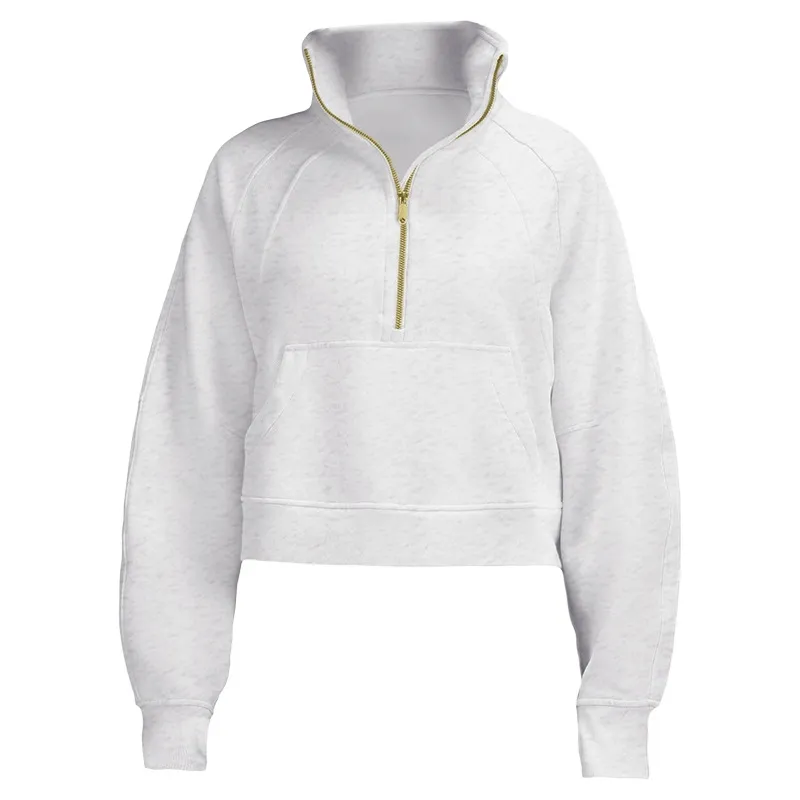 Ll feminino outono gola alta jaqueta de ginástica moletom yoga terno senhoras hoodies esporte ginásio casaco meio zíper pulôver gola curta st218s