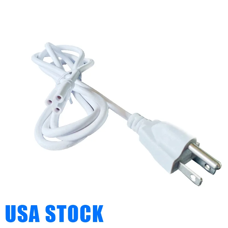 Cordamento de extens￣o para tubos de LED T8 T5 cabos de alimenta￧￣o com troca de plugue dos EUA Luzes de tubo de LED integrados 1 p￩s 2 p￩s 3,3 p￩s 4 p￩s 5 p￩s 6 p￩s 6,6 p￩s 100 pacote de pacote