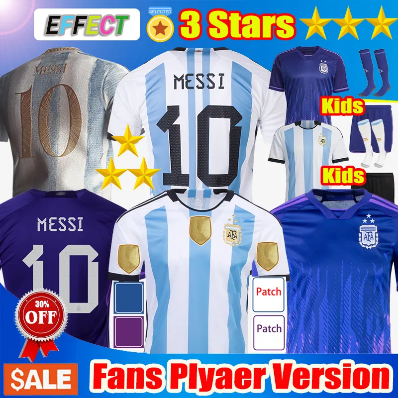 Giocatore Tifosi Versione Argentina Soccer Jersey 20 21 Copa America Home Away Football Shirts 2021 MESSI DYBALA LO CELSO National Team MARADONA Men + Kids kit divise