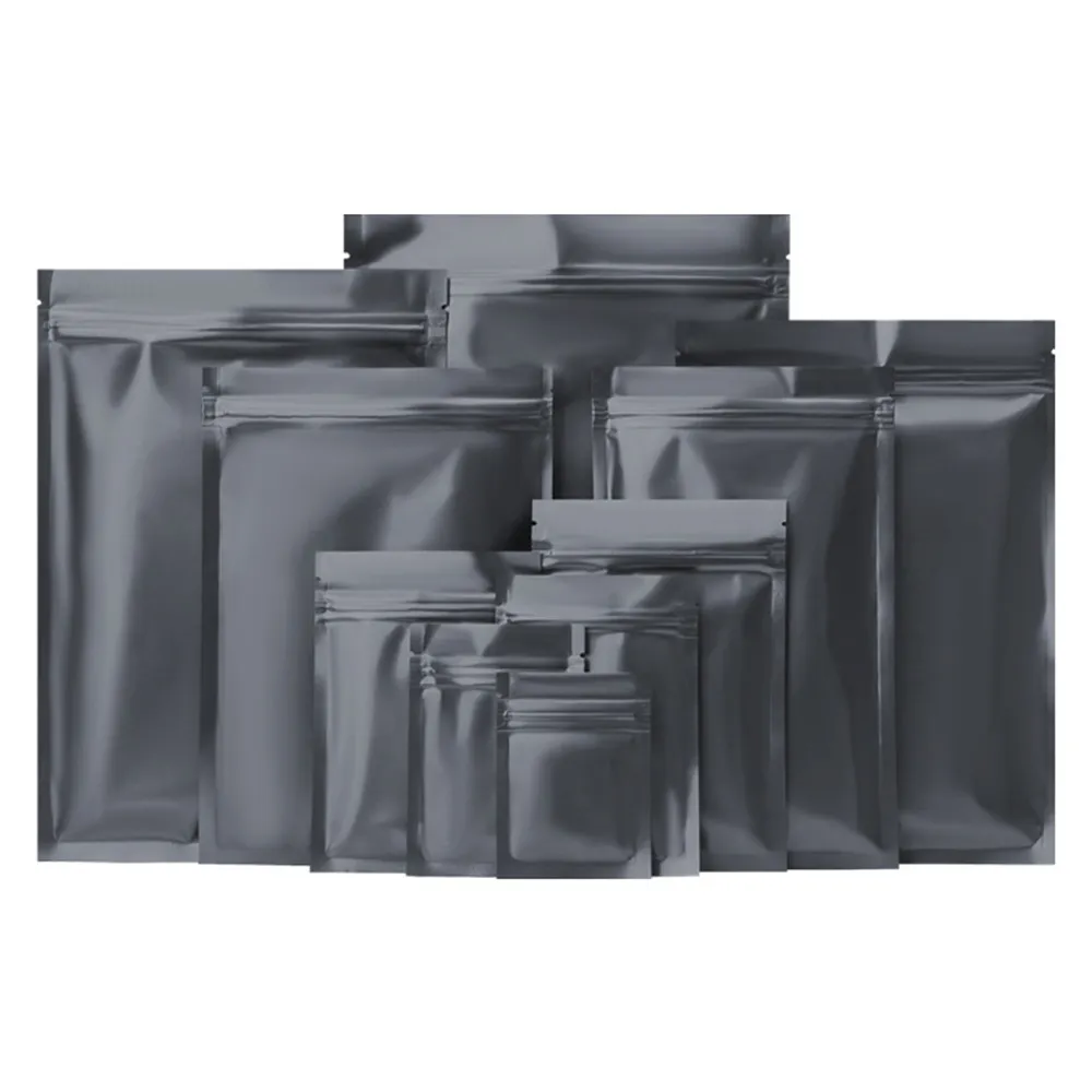 7x10cm 200pcs Reclosable Black Mylar 포장 가방 음식 샘플 파워 포장 가방 선물 및 공예 패키지 저장