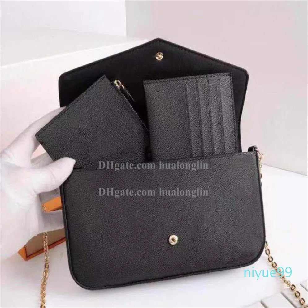 Women Messenger Leather handbag Evening Bag Original box 3 in 1 high quality flower checkers date code serial number318m