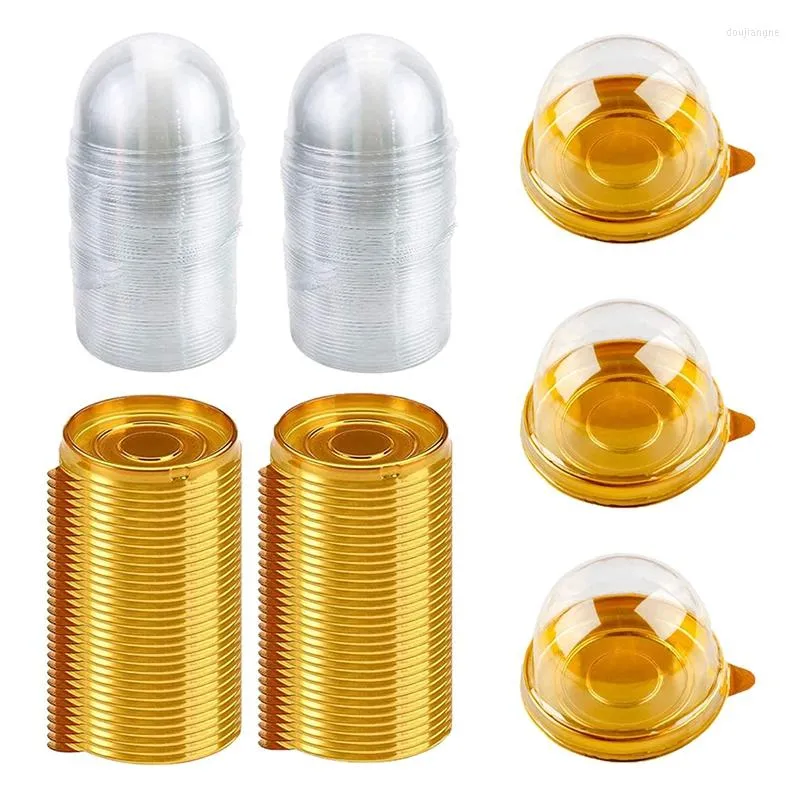 Baking Tools 100 PCS Clear Plastic Mini Cupcake Box Round Mooncake Dessert Container Cookies Muffins Dome