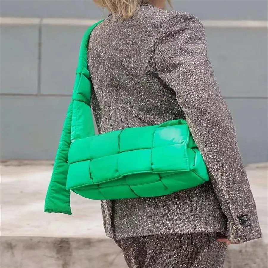 New Nylon Padded Shoulder Bag Stitching Woven Messenger Bag Famous Brand Designer Women Crossbody Bags Cotton Handbags265W