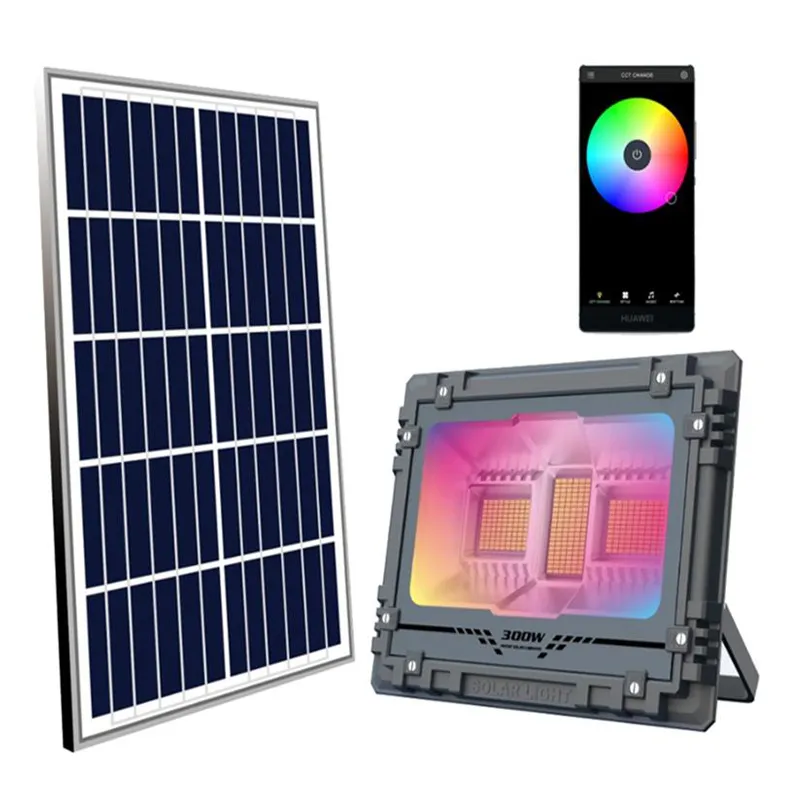 RGB Solar Flood Lights 60W 100W 200W 200W 300W 500W 800 W LED LED LED Muzyka głośnik Bluetooth Lights na Boże Narodzenie na zewnątrz