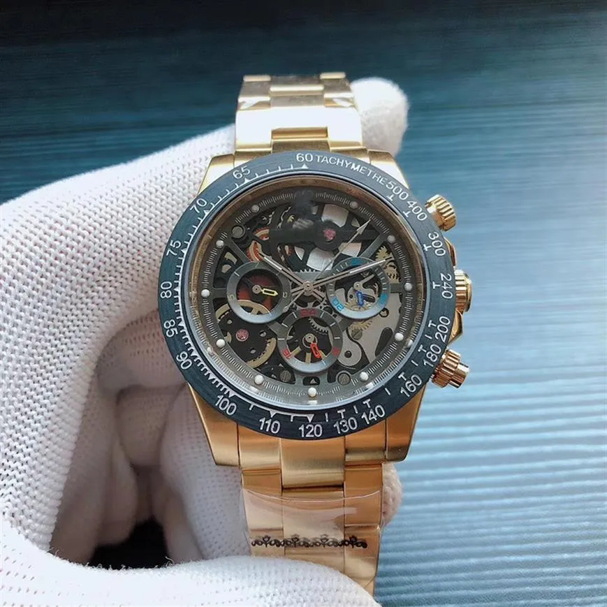 Najwyższej jakości nowy styl Automatyczny 2836 ruch ukryty czarny pusty tarcza Xiabisour Men Watch 18K Gold Band Male Watch 273f