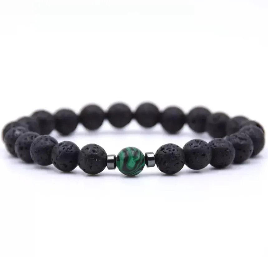 Kralen strengen hematiet natuurlijke zwarte lava stenen kralen streng elastische armband etherische oliediffuser armbanden vulkanische rots beade dhobg