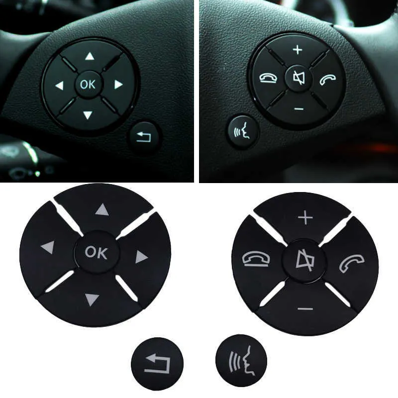 Black Interior Steering Wheel Button Switch Trim Cover Sticker For Mercedes Benz C E S GLK Class W204 W212 W221 X204 C200 C250