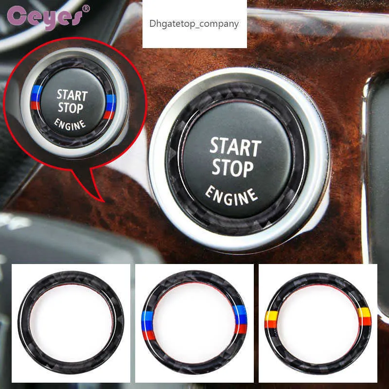 CEYES para BMW E90 E92 E93 para M 3 Serie Alemania Alemania Autom Motor Inicio Stop Circle Ring Covers Pegatizs Accesorios de estilo