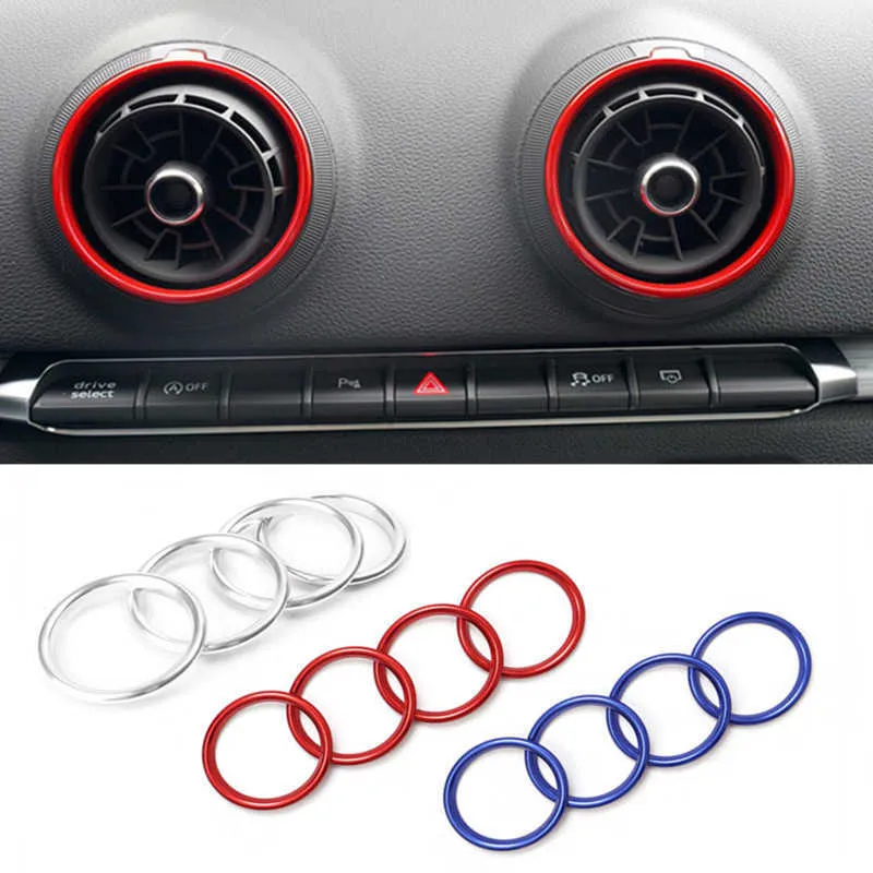 Car Styling Central Control Conditioning Air Outlet Outer Ring Decorative Sticker Fit For AUDI A3 S3 Q2 Auto Accessories