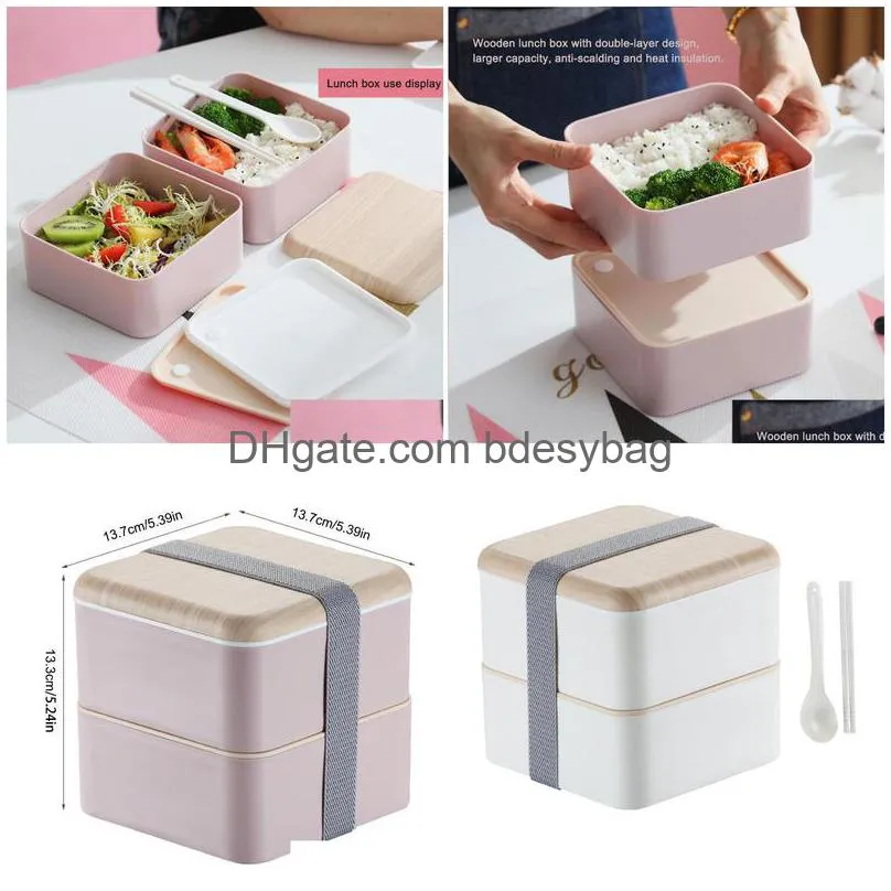 dinnerware sets stackable japanese traditional bento box 2tier lunch with adjustable strap tableware bowl leakproof lunchdinnerware