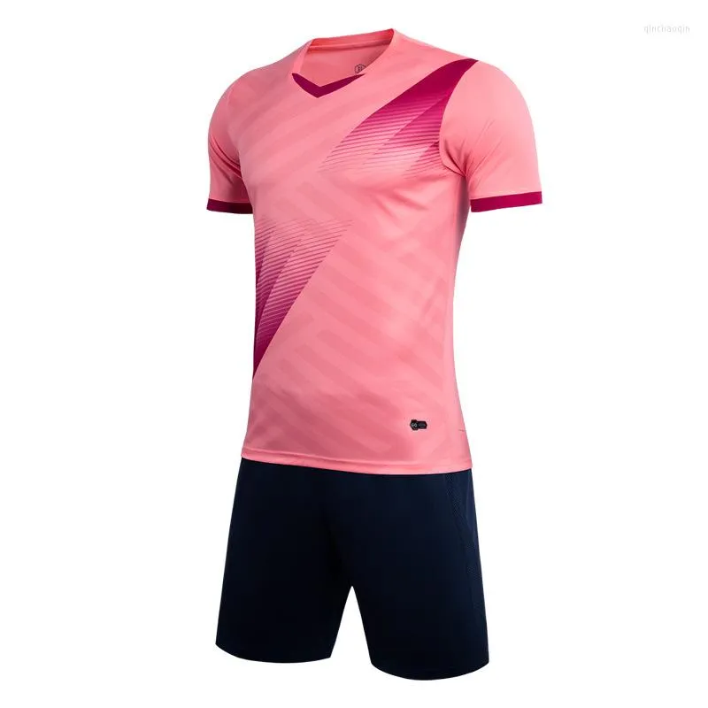 ジムの服のサッカースーツセットメンズとレディースの通気性半袖サッカーの子供用トレーニングTシャツレース