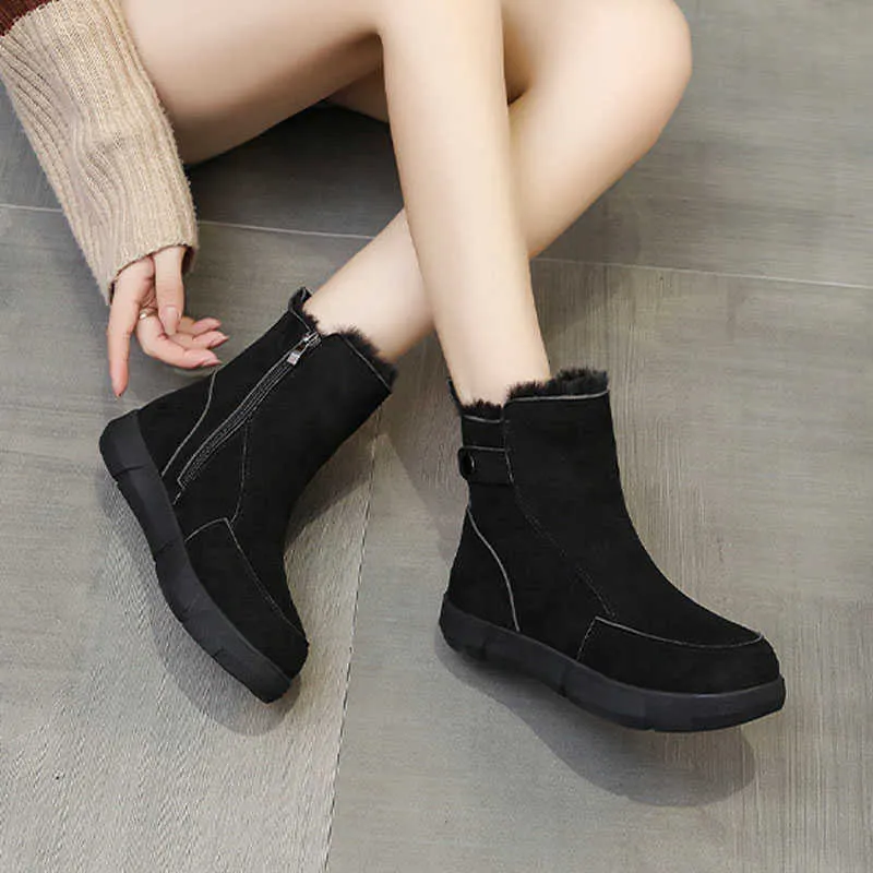 Top Boots Winter Fluffy Fur Snow Fashion Women Warm Plush Flat Cozy Ankle Booties Faux Suede Non Slip Thick Bottom Cotton Shoes 221213