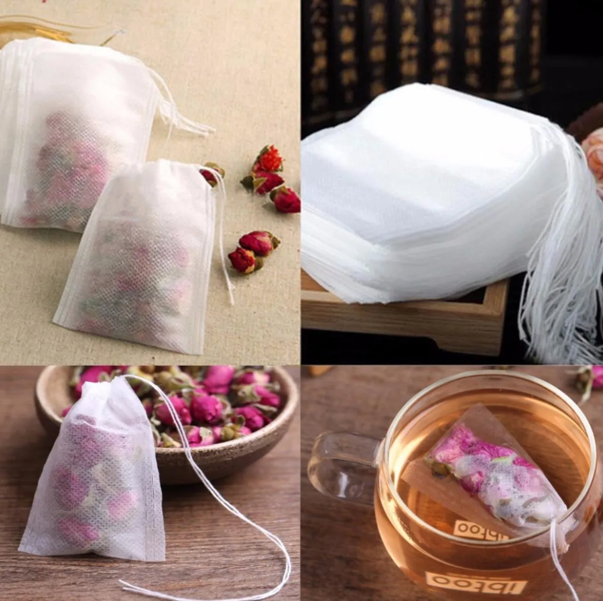 Мода горячие пустые чайные пакетики чайные пакетики. Заживка фильтровая бумага фильтровая бумага чайная сумка 5,5 x 7 см для травы свободно чай c1216