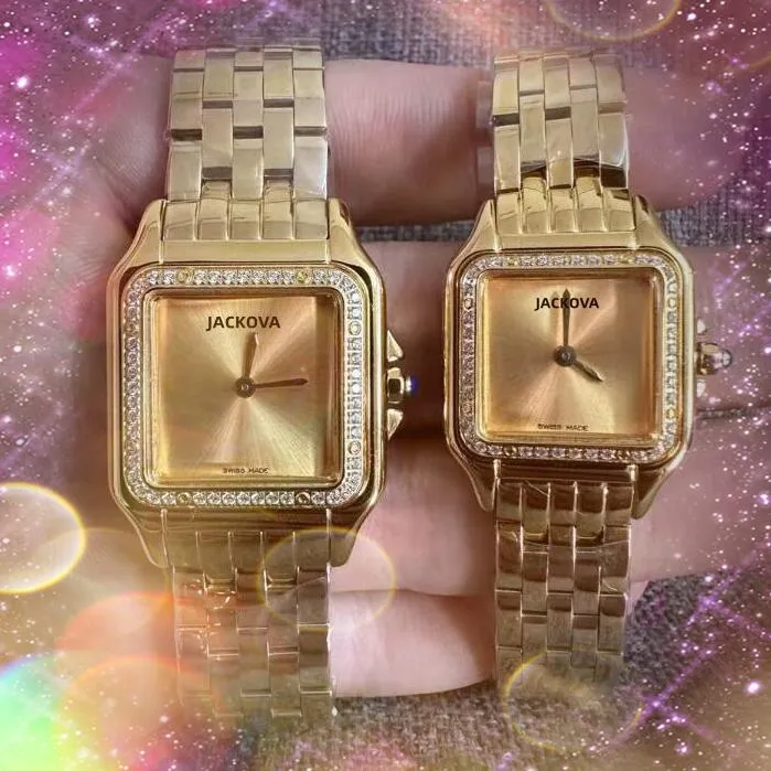 Moda Mulheres Man Diamonds Ring Quartz Relógios 27mm 22mm de alta qualidade Two pinos Top Design Relógio Nice Tabela 316L