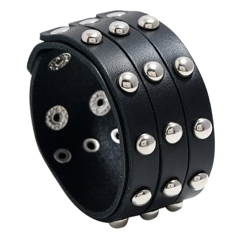 Bedelarmbanden 2023 NIEUWE FASHIER LEDER BREDE CUFF BANGEN PUNK VINTAGE ZWART KUILTAAR VOOR MEN JUIBERRY SCHAPBELEIDEN