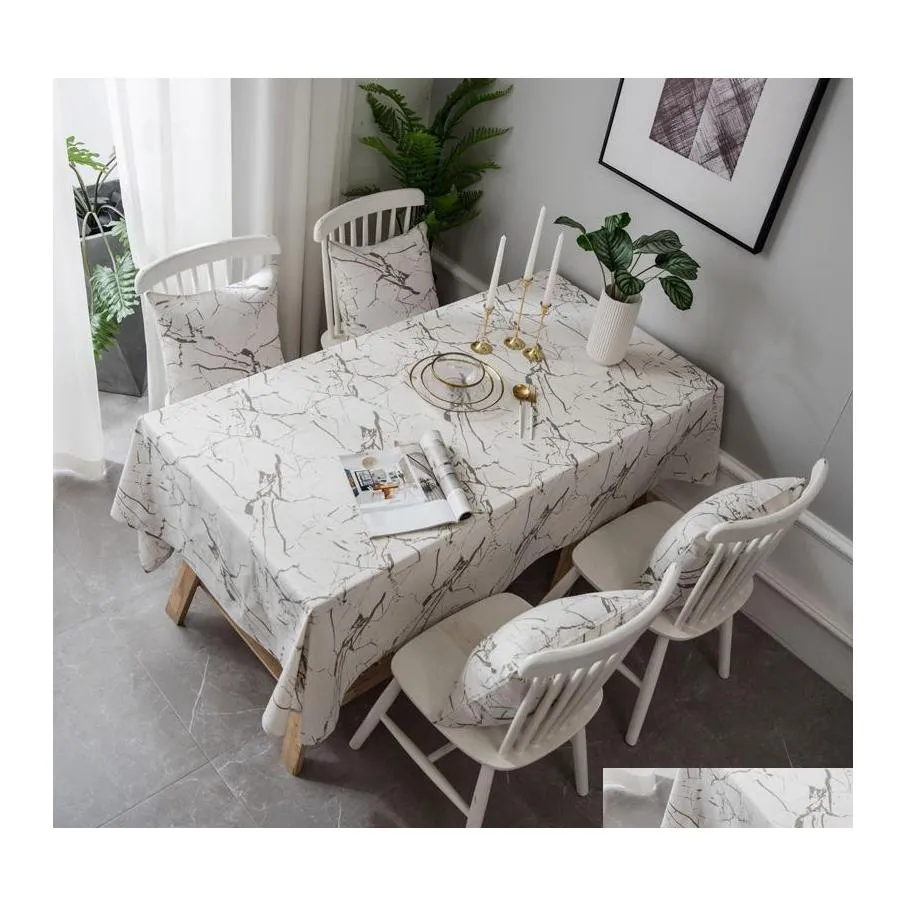 Table Cloth Withme Tablecloth Black White Marble Decoration Linen Tablecloths Household Ers Dustproof Washable Drop Delivery Home Ga Ot8Ro