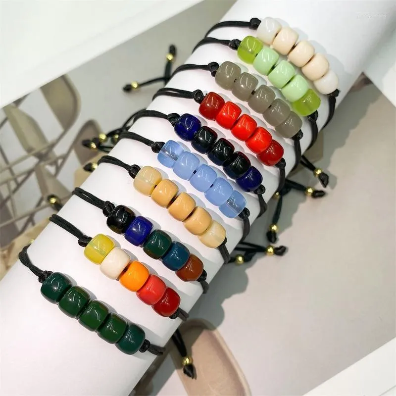 Lien Bracelets Bohême Vintage Ethnique Coloré Cylindrique Cristal Bracelet Bijoux De Mode Pour Femmes Hommes Géométrique Tressé À La Main