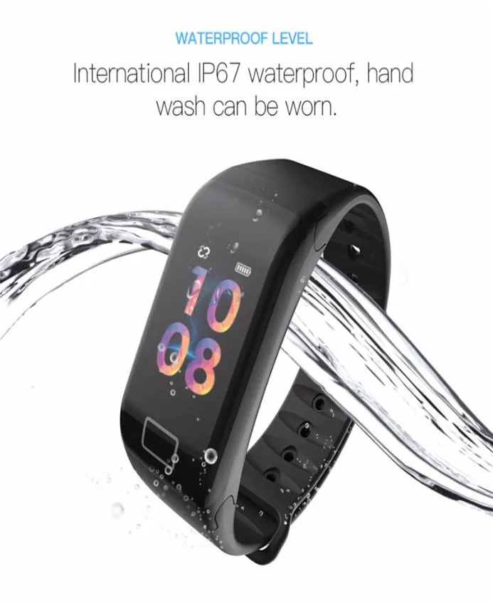F1S SMART BRACELDEN Kleur Scherm bloed Oxygenmonitor Smart Watch Hartslagmonitor Fitnesstracker Smart polshorloge voor Android I4494298