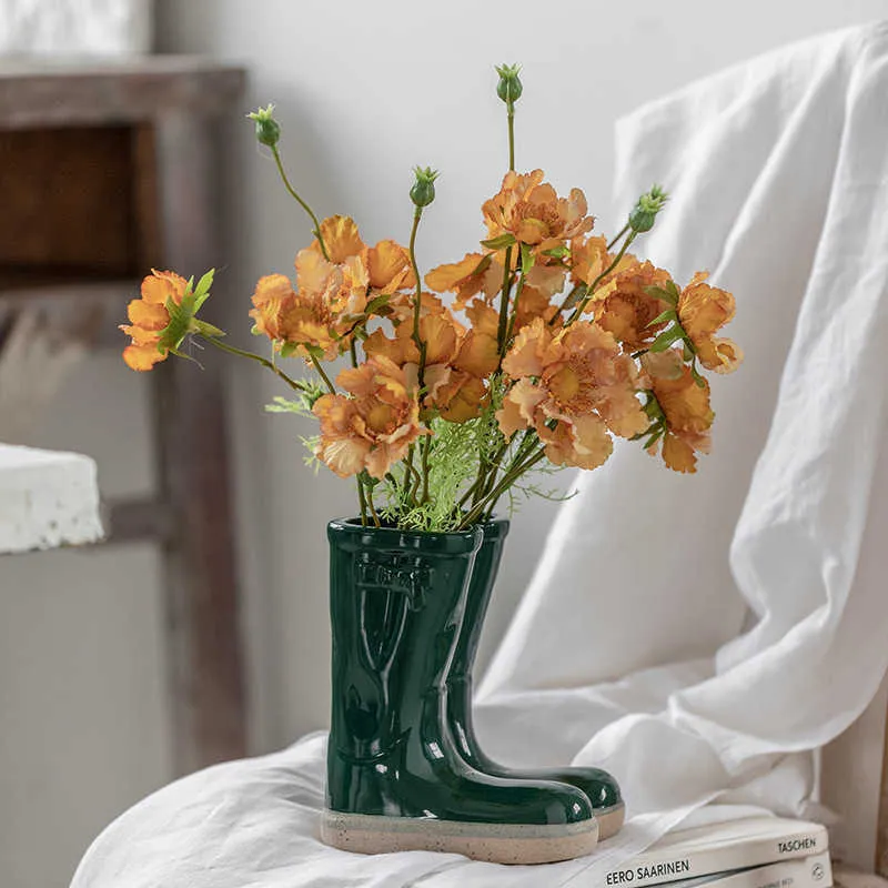 Vaso de cerâmica em forma de bota de chuva em forma de sapato vaso para casa vaso de planta arranjo de flores decoração de jardim ao ar livre vasos potes 1219