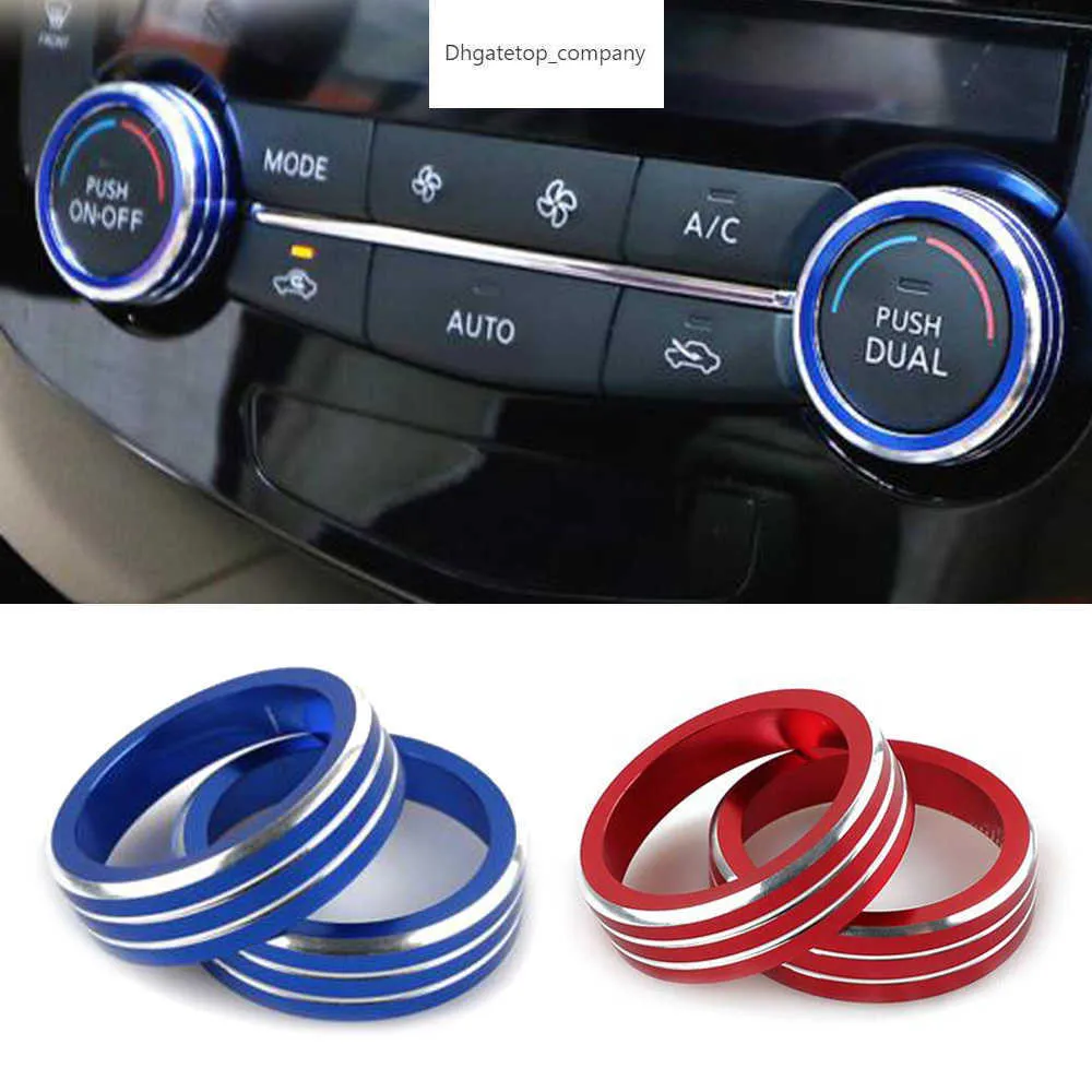 Cubierta embellecedora de perilla de anillo de Control de aire acondicionado para coche, 2 uds., para Nissan Rogue x-trail 2014-2018, accesorios de estilo de coche impermeables