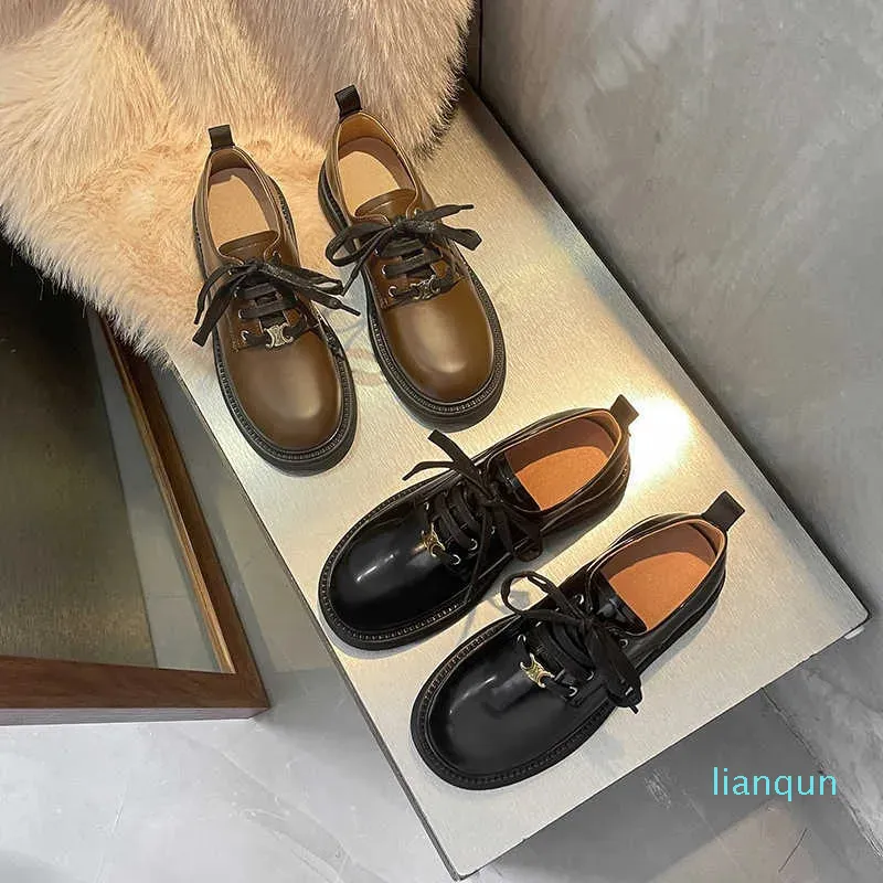 Dress Shoes Genuine leather female round head spring and autumn new style jk uniform single shoe thick soled small leather shoes