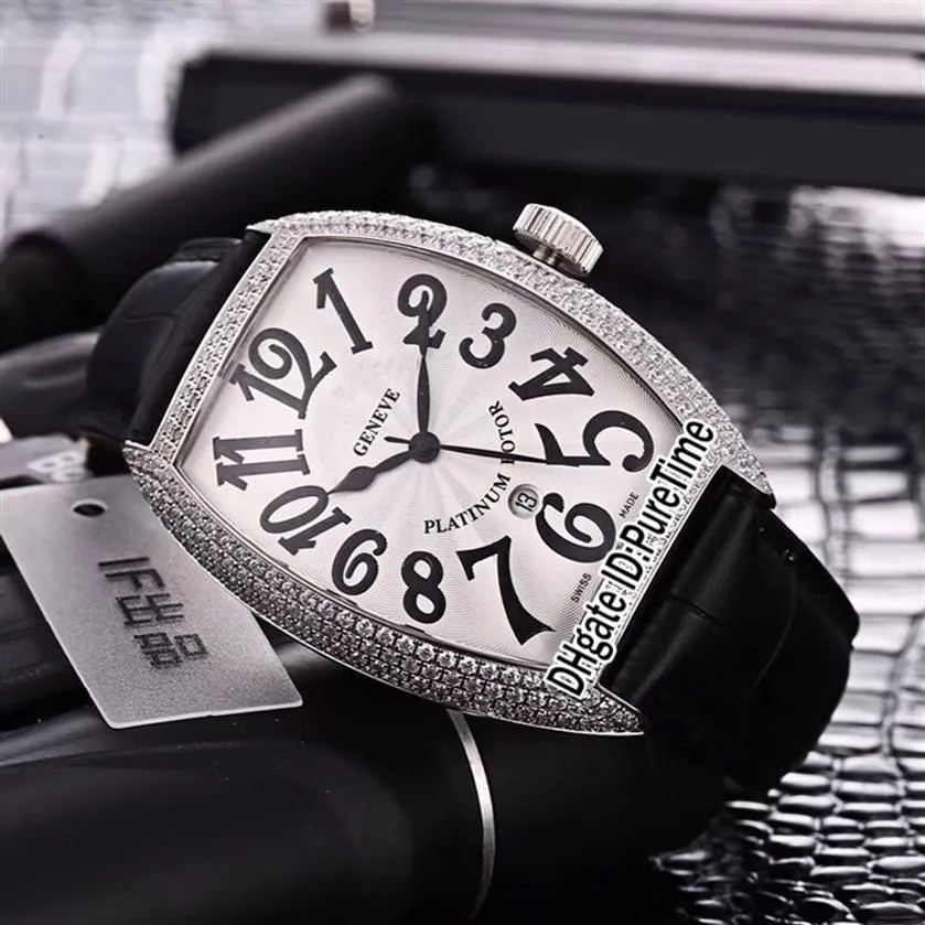 Nuovo Casablanca 8880 C DT acciaio argento lunetta con diamanti quadrante argento Giappone Miyota 8215 orologio automatico da uomo cinturino in pelle nera orologi251M