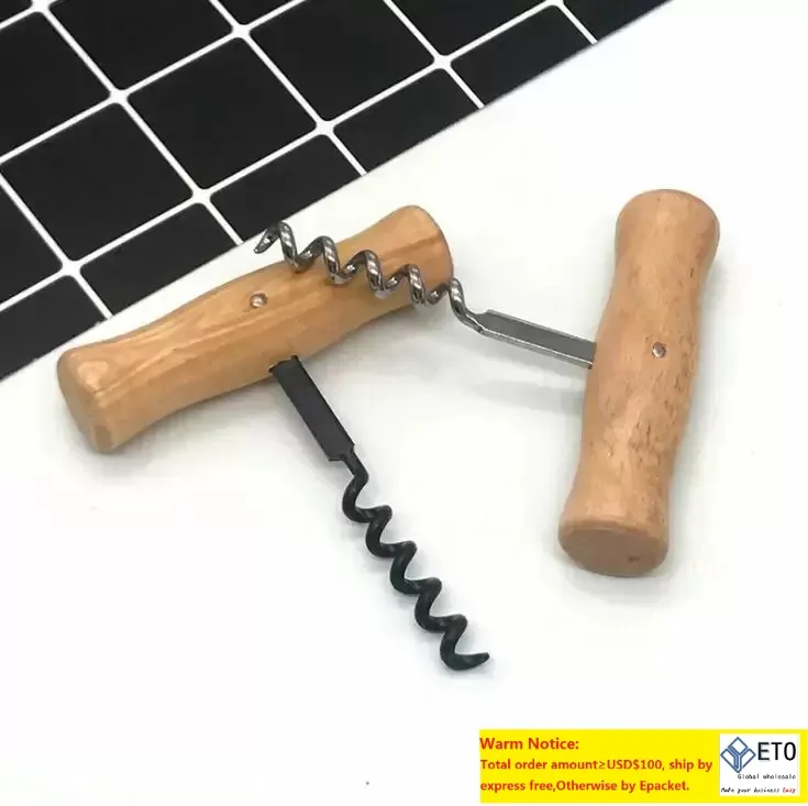 100 stcs Multifunctionele wijnflesopener Outdoor Wood Curkencrew Wine Bottle Opener keukengereedschap PCW0726