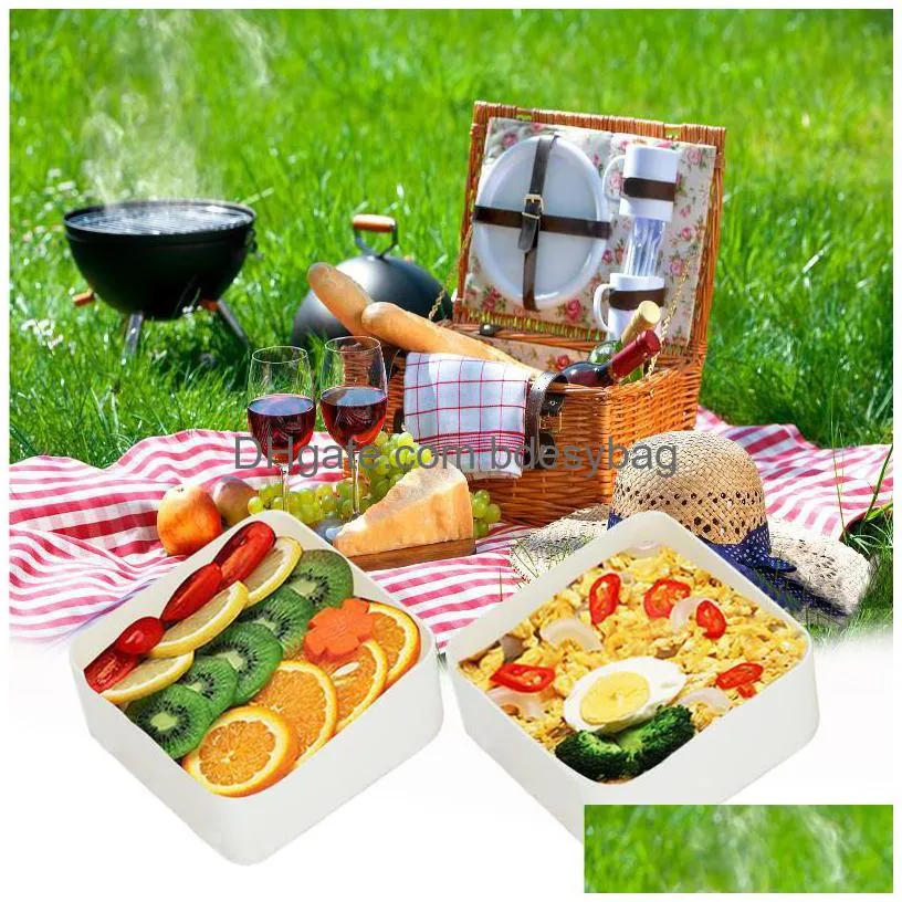 dinnerware sets stackable japanese traditional bento box 2tier lunch with adjustable strap tableware bowl leakproof lunchdinnerware