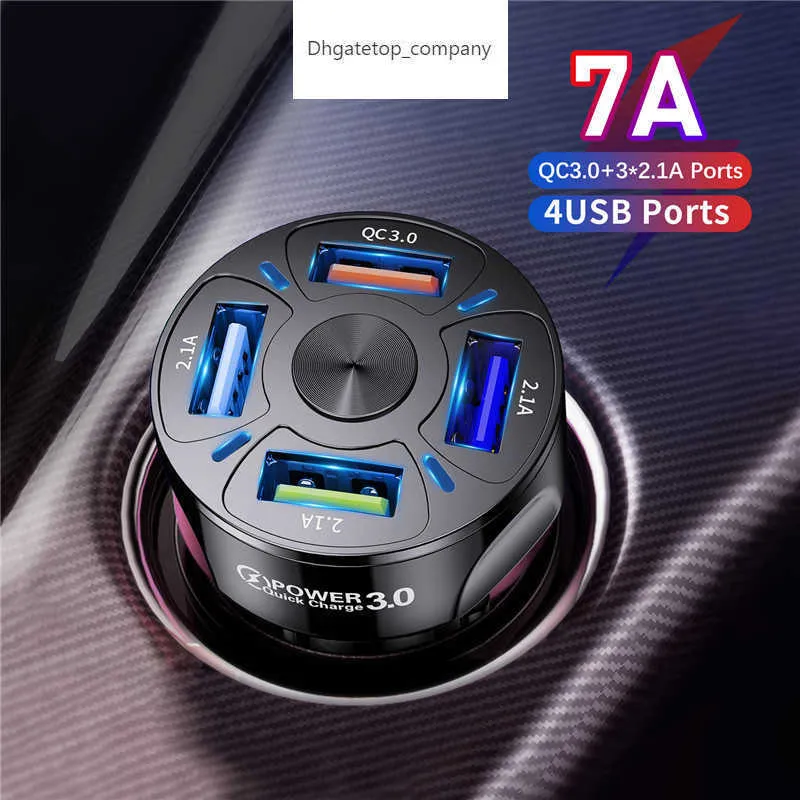 4 Ports USB Car Charge 48W Quick 7A Mini Fast Charging for Peugeot 206 307 406 407 207 208 308 508 2008 3008 4008 6008 301 408