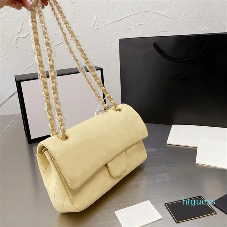 Designer- Fashion 25CM Classic Double Flap Bags Sacoche Multi Pochette Cross Body Lambs Purse Gold Silver Hardware Luxury Handbags218G