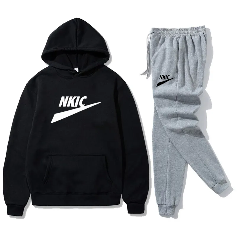 Printemps hommes survêtement Streetwear décontracté hommes ensemble sweats à capuche vêtements de sport hommes deux pièces ensemble veste pantalon sport costume marque LOGO imprimer