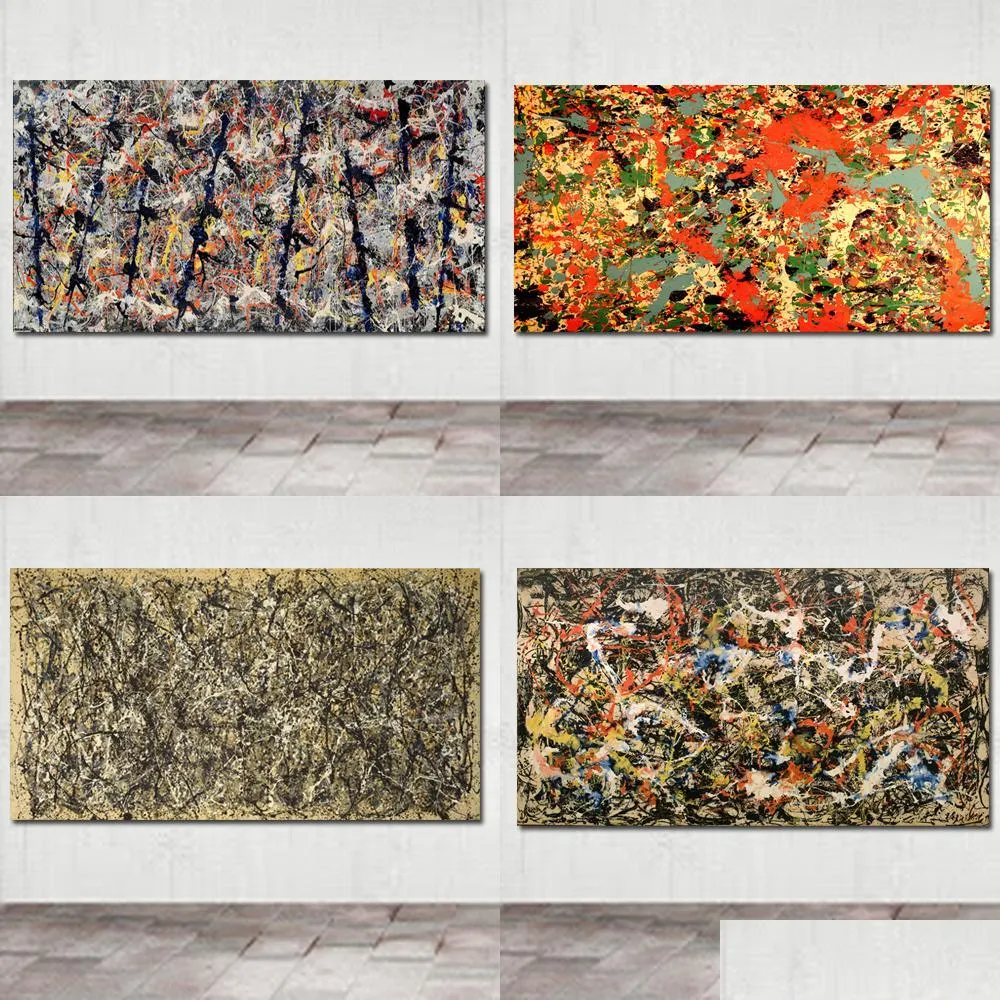 Resimler Büyük boy duvar sanatı tuval resim soyut poster jackson pollock resim hd baskı oturma odası çalışması dekorasyon drur dhurur