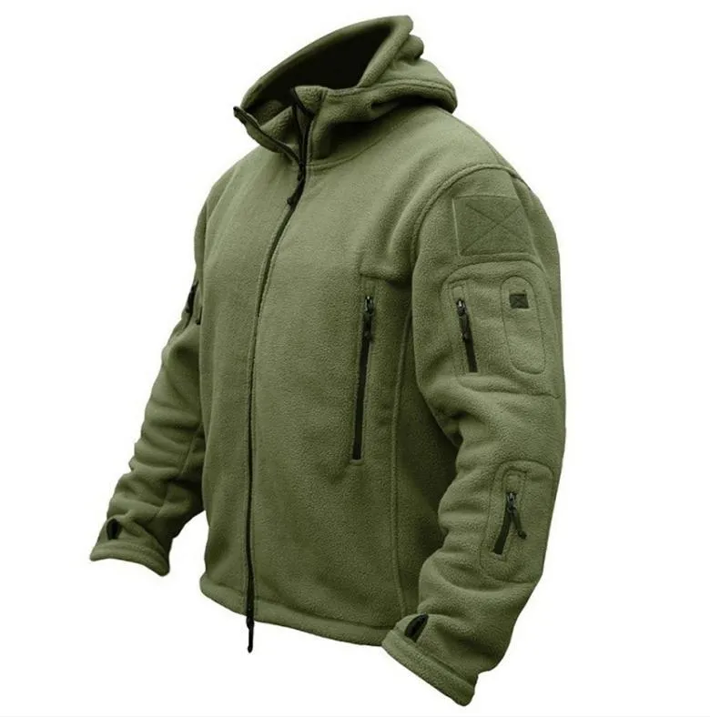 Мужчины армии армии США зимнее тепловое флисовое тактическое пиджак на открытом воздухе спортивные капюшон
