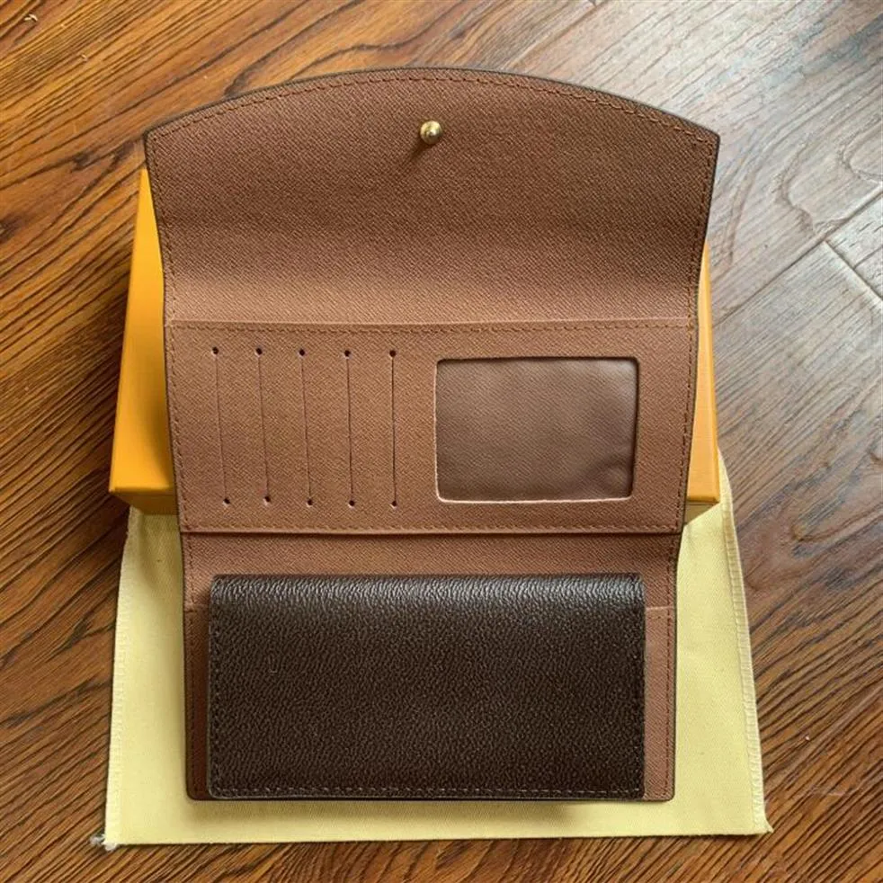 Franska designer damer lång checkbok plånbok kreditkort pohållare brun mono gram vit rutig duk läder m52005269s