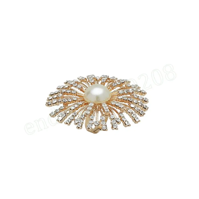 Overdreven kerst prachtige gouden kleurring sneeuwvlokvorm Big Crystal Pearls verstelbare ring trouwfeest sieraden cadeau