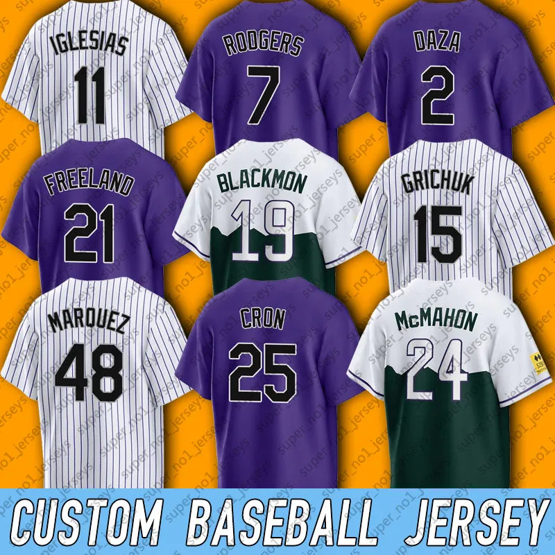 Colorado 24 Ryan McMahon Baseball Jersey C.J. Cron German Marquez Charlie Blackmon Brendan Rodgers Maillots Kyle Freeland Jose Iglesias Randal Grichuk Yonathan Daza