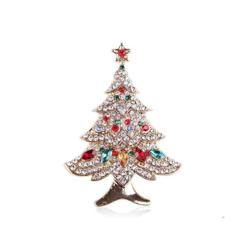 Pins Brooches Christmas Gifts For The Winter Tree Animal Pins Women Rhinestones Drop Delivery Jewelry Dhzhh