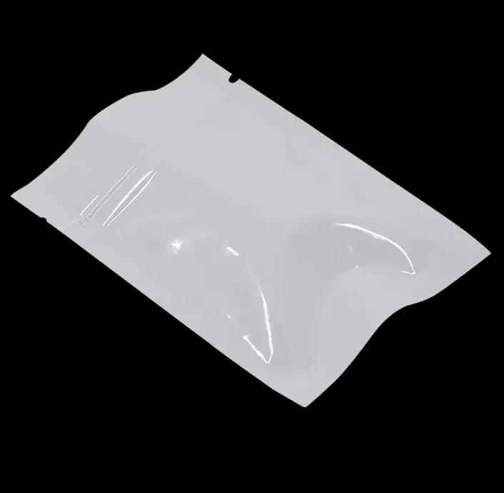 Disponible des échantillons d'échantillonnage de joint de chaleur en papier d'aluminium blanc pour zip pour lock-allier verrouillage alimentaire de stockage alimentaire pochettes de serrure zipper sacs 6 tailles