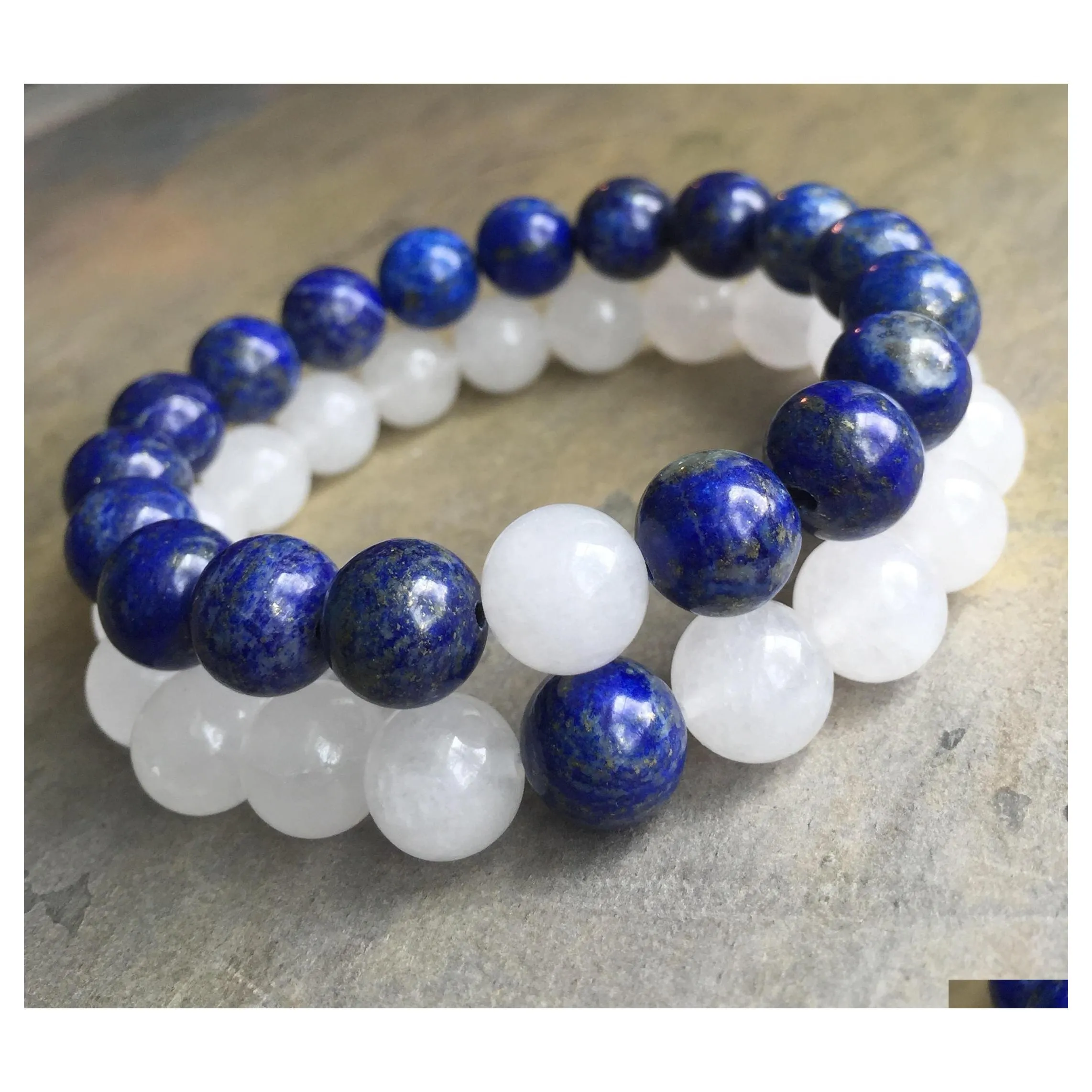 P￤rlstav natursten 10 mm vit jade str￤ngar armband lapis lazui armband elastiska ￤delsten p￤rlor l￤ker g￥vor sl￤pp leverans smycken dhzaq