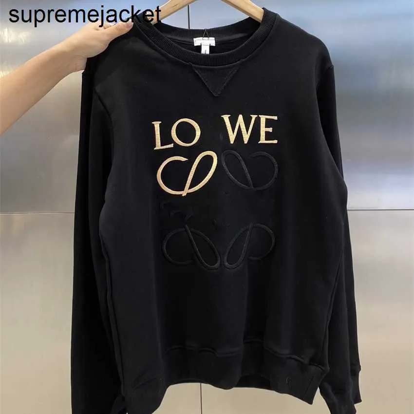 Fashion brand jacket Lowe High quality hoodies sweatshirts embroidered sweater for autumn and winter lovers Customized round neck black gold tracksuits