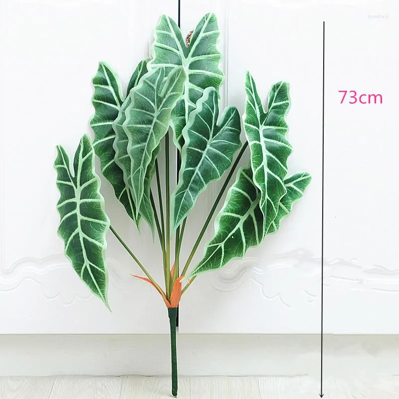 Decorative Flowers 73cm 9Fork Artificial Green Fake Tree Indoor Tropical Plants Plastic Palm Potted Living Room Year Product Home Decor