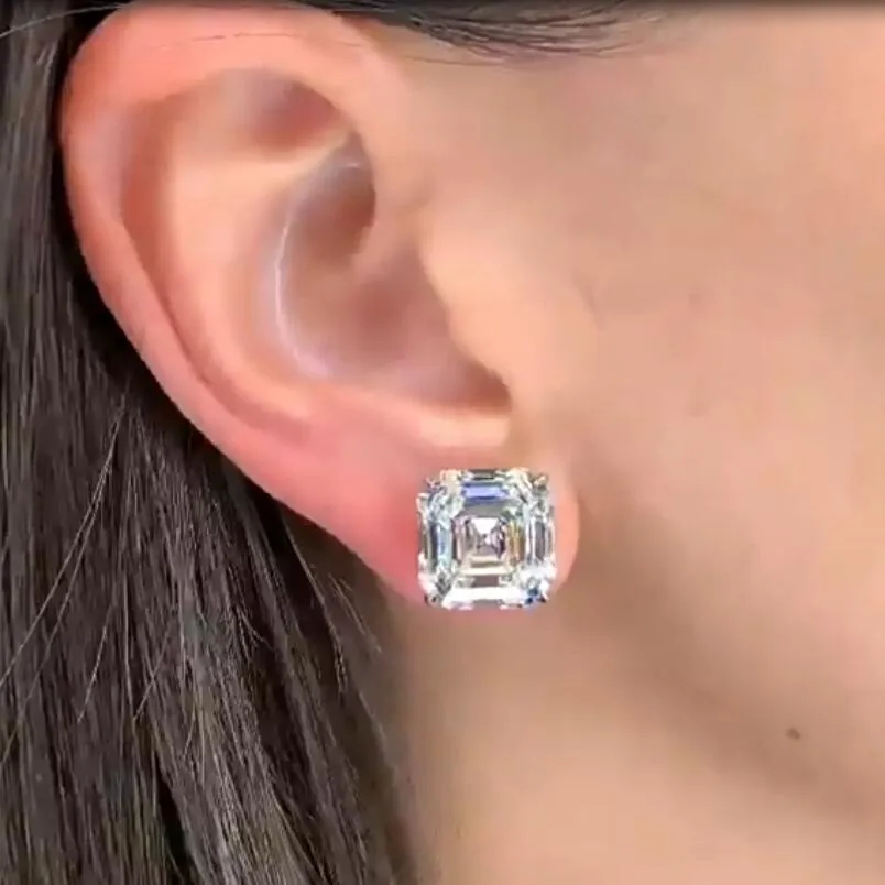 Классические ювелирные серьги-гвоздики из стерлингового серебра 925 пробы Emerlad Cubic Zircon CZ Diamond Gemstones Party Women Wedding Earring For Lover Gift