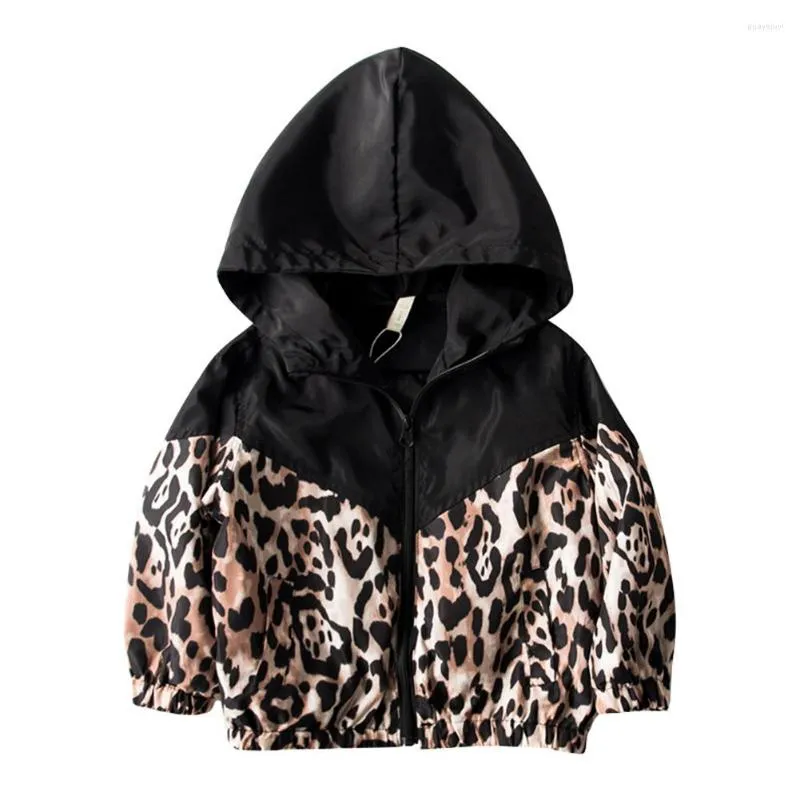 Kurtki Mababy 1-7y Autumn Spring Leopard Print Toddler Budka chłopiec płaszcze z kapturem z kapturem z kapturem Top Kostium dzieci